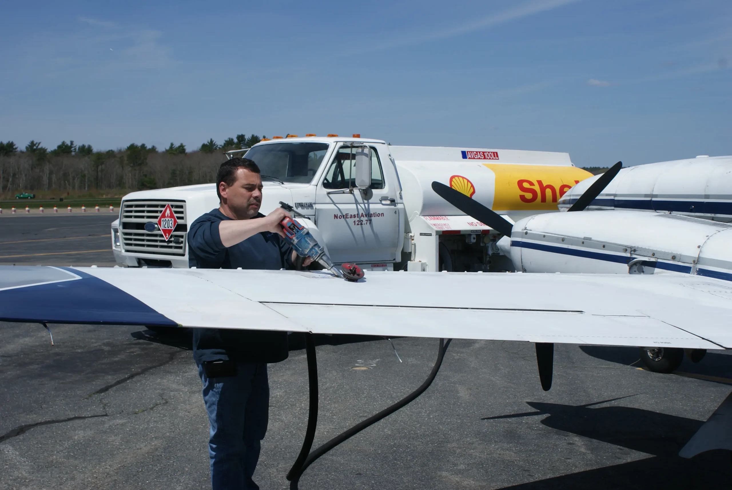 Technician working on aircraft