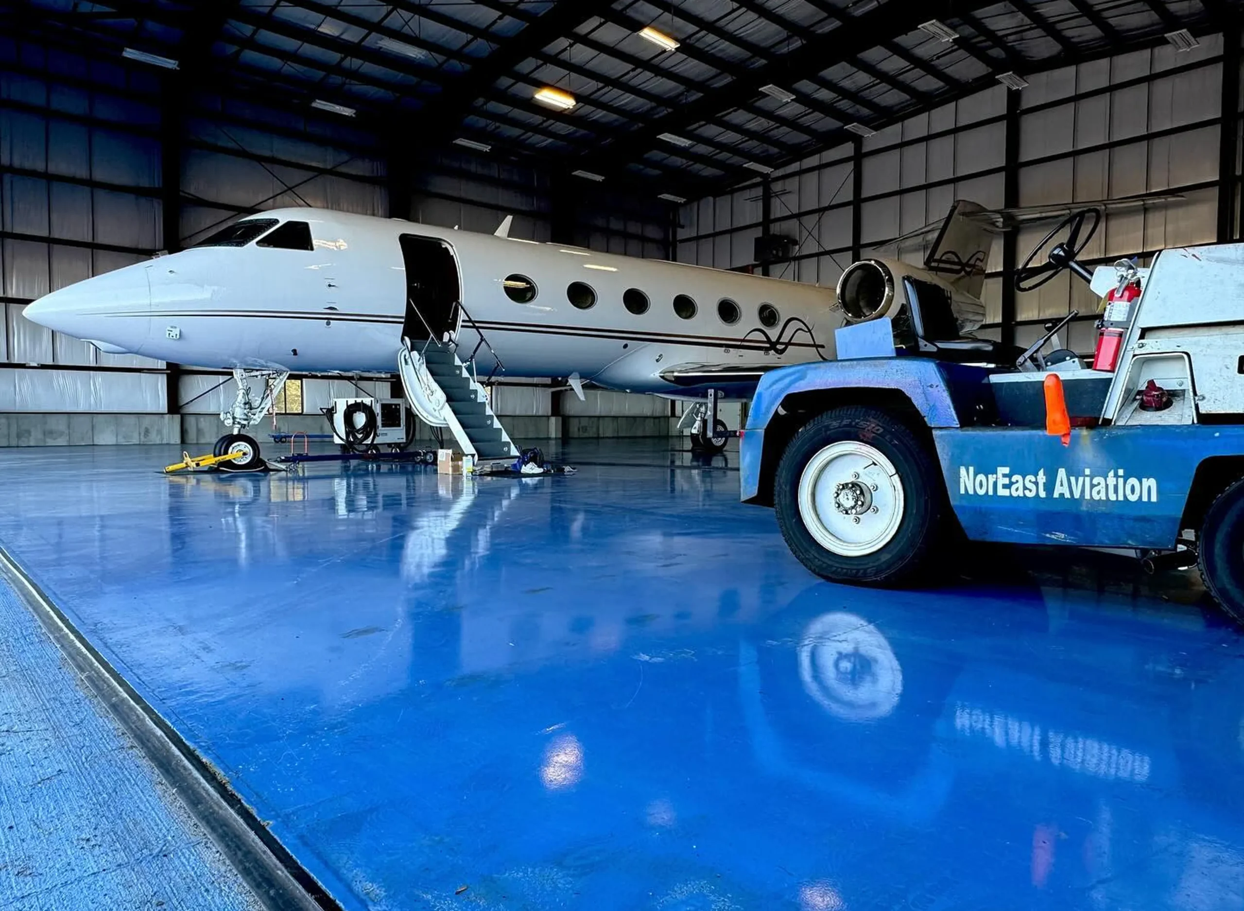 Technician working on aircraft